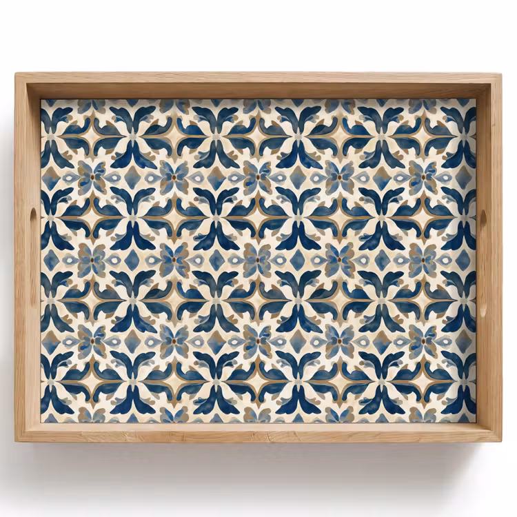 Tray - Tile - Pattern - Blue - Beige — 1