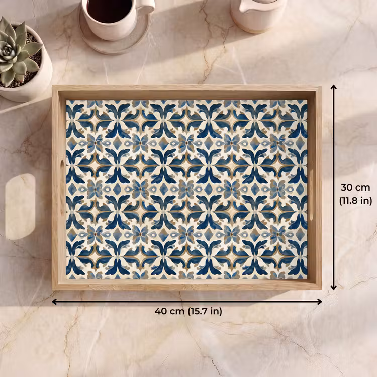 Tray - Tile - Pattern - Blue - Beige — 7