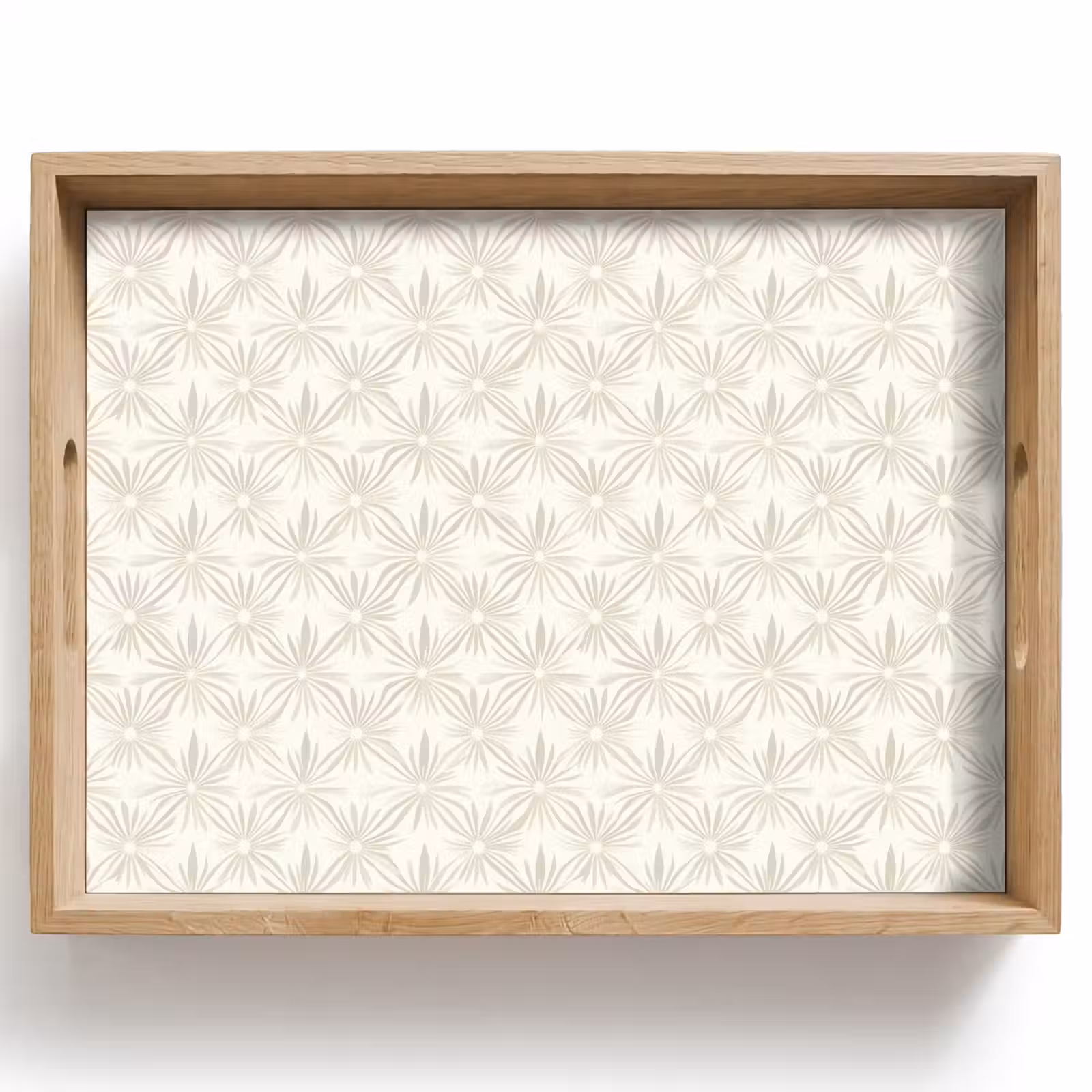 Tray - Pattern - Flowers - Beige — 1
