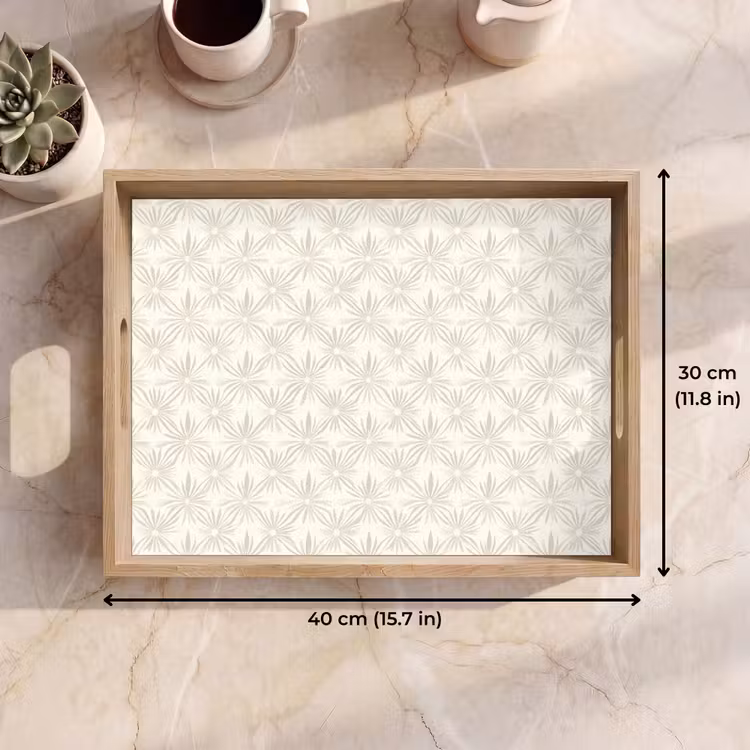 Tray - Pattern - Flowers - Beige — 7