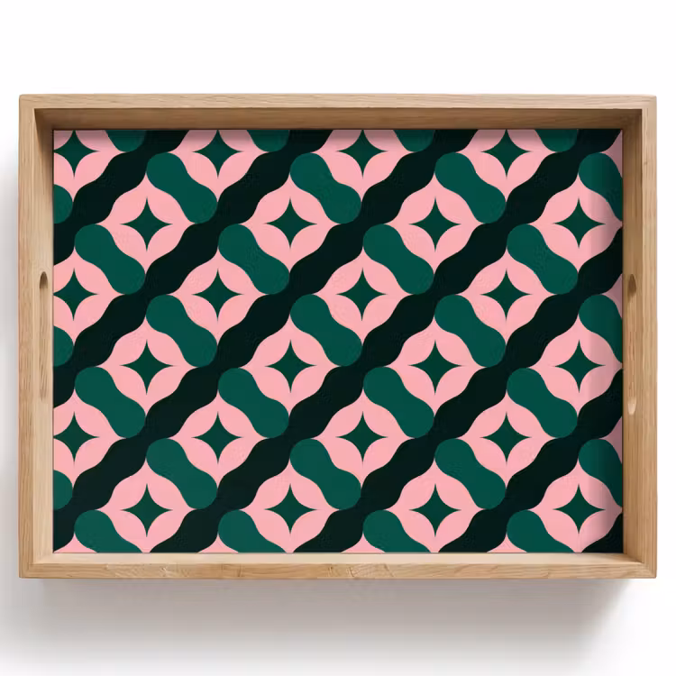Tray - Green - Pink - Retro - Stars — 1