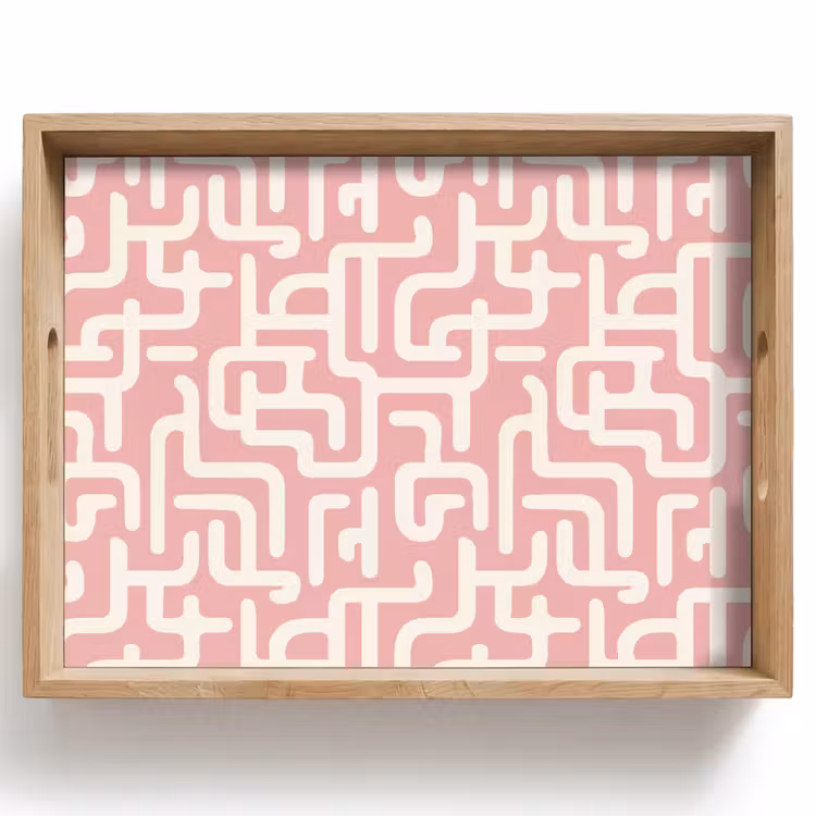 Tray - Maze pattern - Pink - White - Abstract — 1