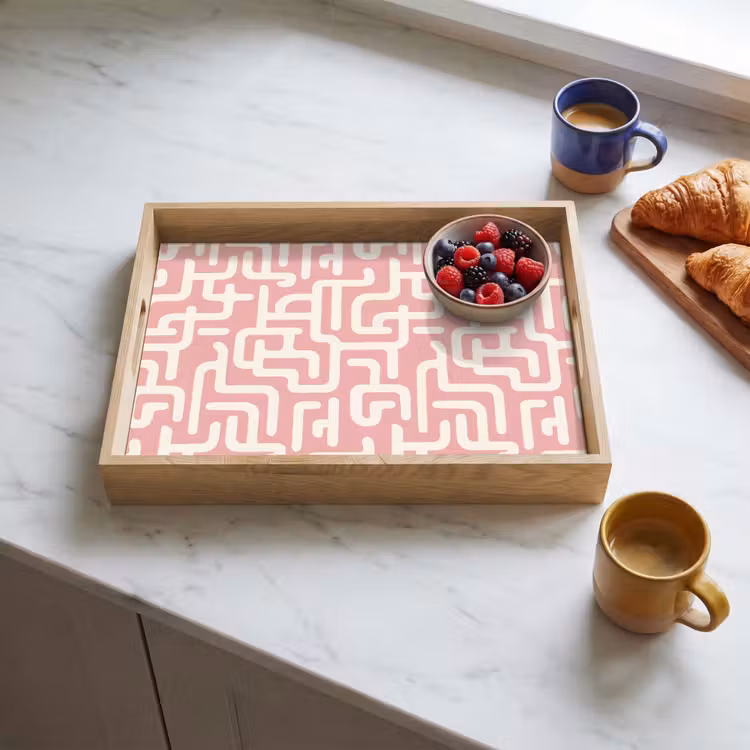Tray - Maze pattern - Pink - White - Abstract — 3