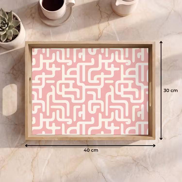 Tray - Maze pattern - Pink - White - Abstract — 8