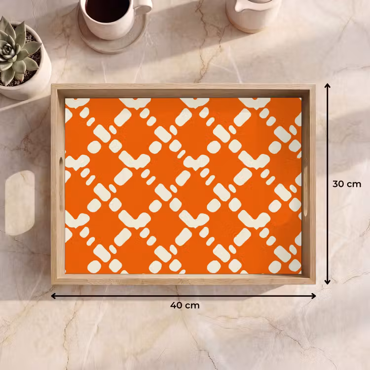 Tray - Orange - Checkered pattern - White — 8