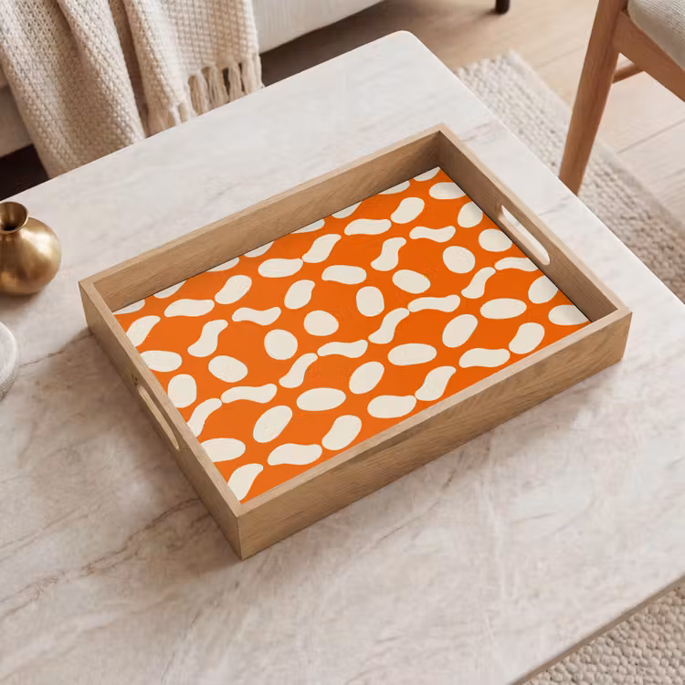 Tray - Orange - Organic shapes - White — 2