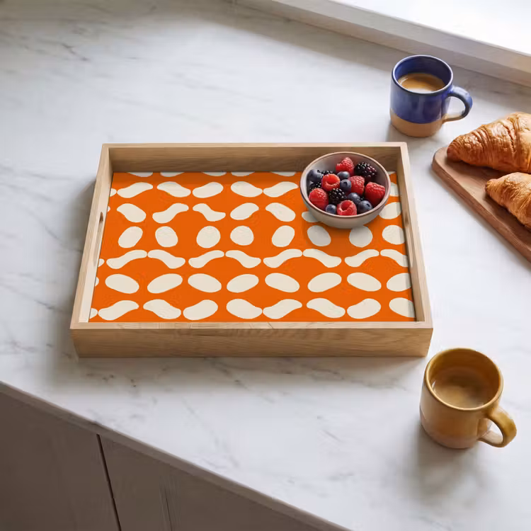 Tray - Orange - Organic shapes - White — 3
