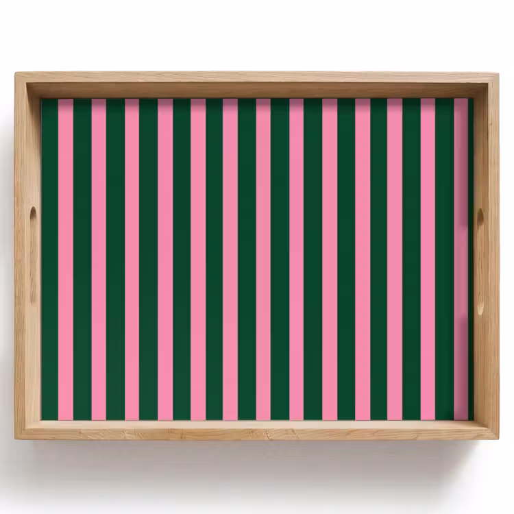 Tray - Vertical stripes - Green - Pink — 1
