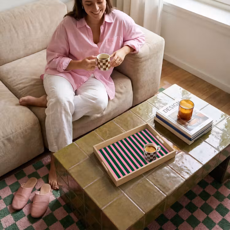 Tray - Vertical stripes - Green - Pink — 4