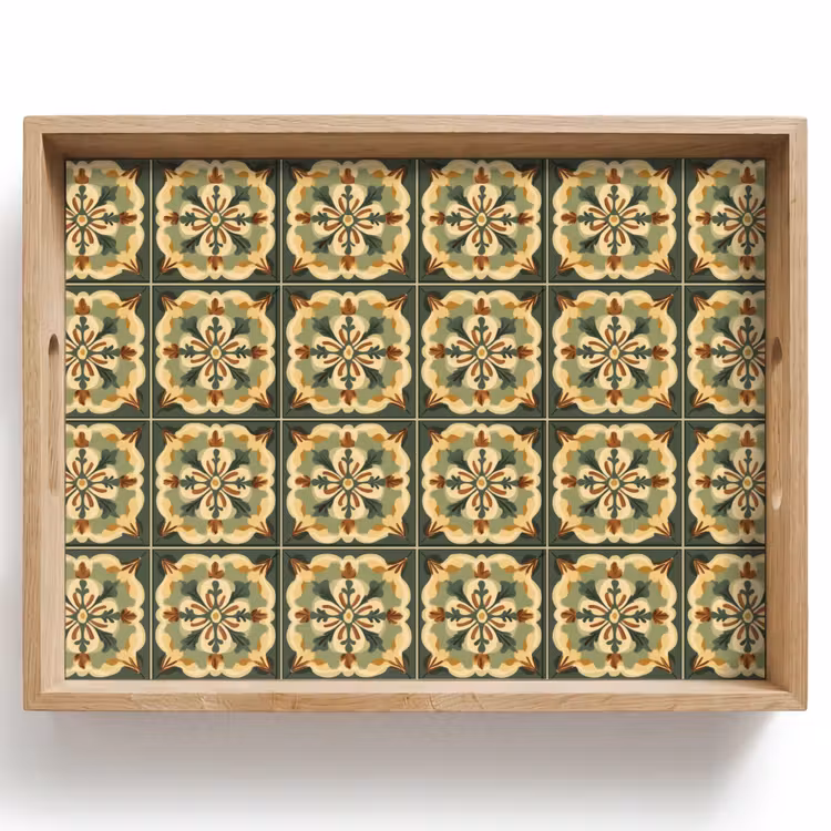 Tray - Ornament - Pattern - Green — 1
