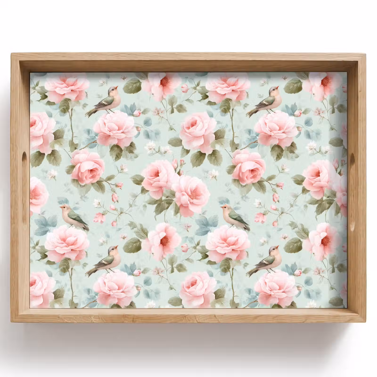 Tray - Roses - Birds - Pastel - Colorful — 1