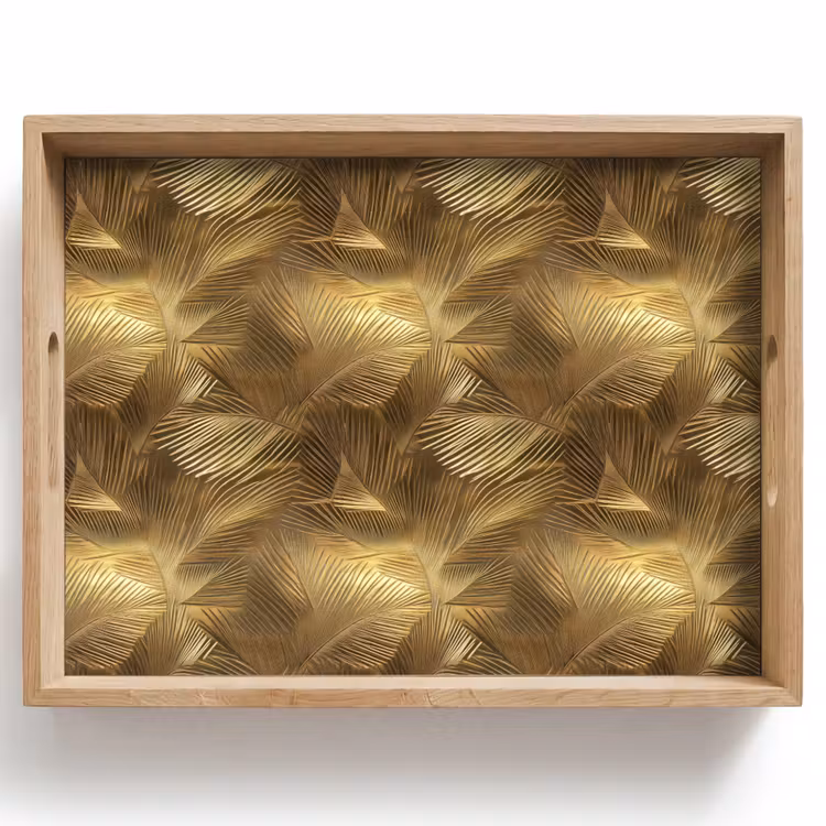 Tray - Palm - Fan - Gold — 1