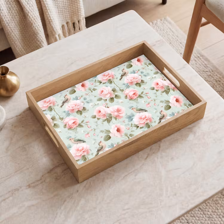 Tray - Roses - Birds - Pastel - Colorful — 2