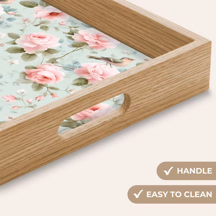 Tray - Roses - Birds - Pastel - Colorful — 9