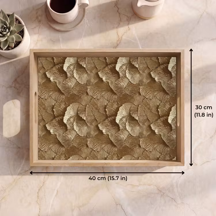 Tray - Organic - Pattern - Leaves - Gold — 7