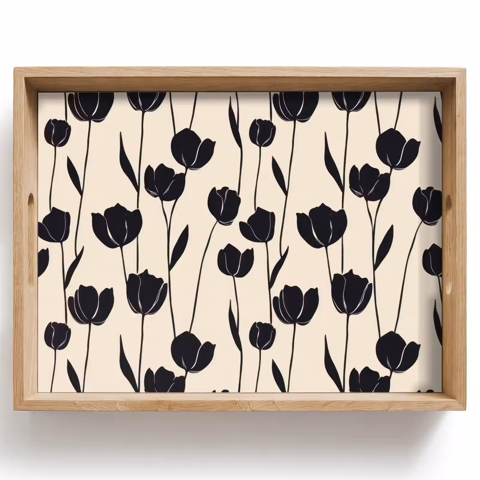 Tray - Tulips - Pattern - Black — 1