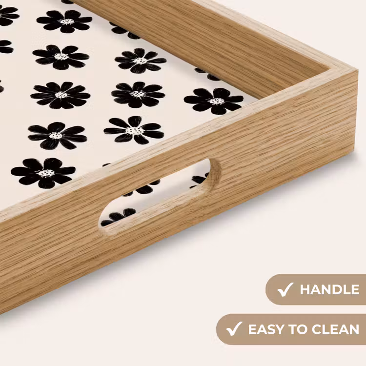 Tray - Graphic - Daisies - Black - Beige — 9