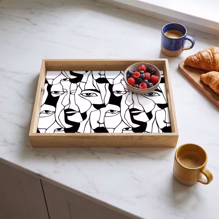 Tray - Lines - Faces - Black - White — 3