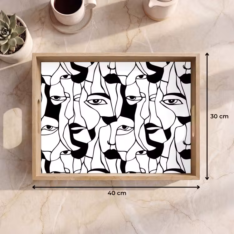 Tray - Lines - Faces - Black - White — 8