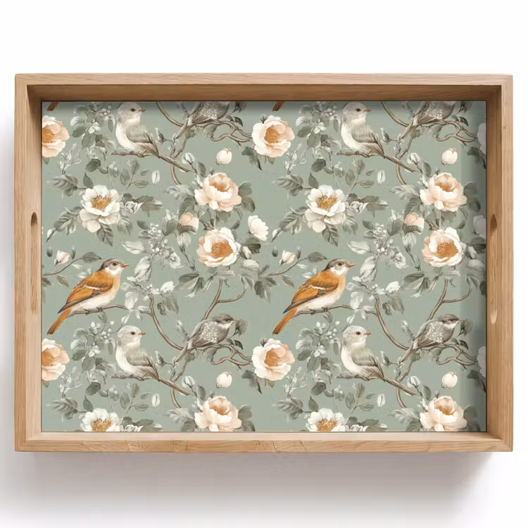 Tray - Pink - Birds - Colorful — 1