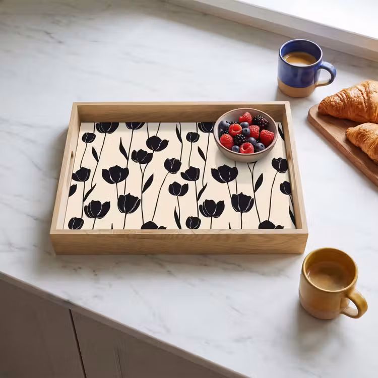 Tray - Tulips - Pattern - Black — 3