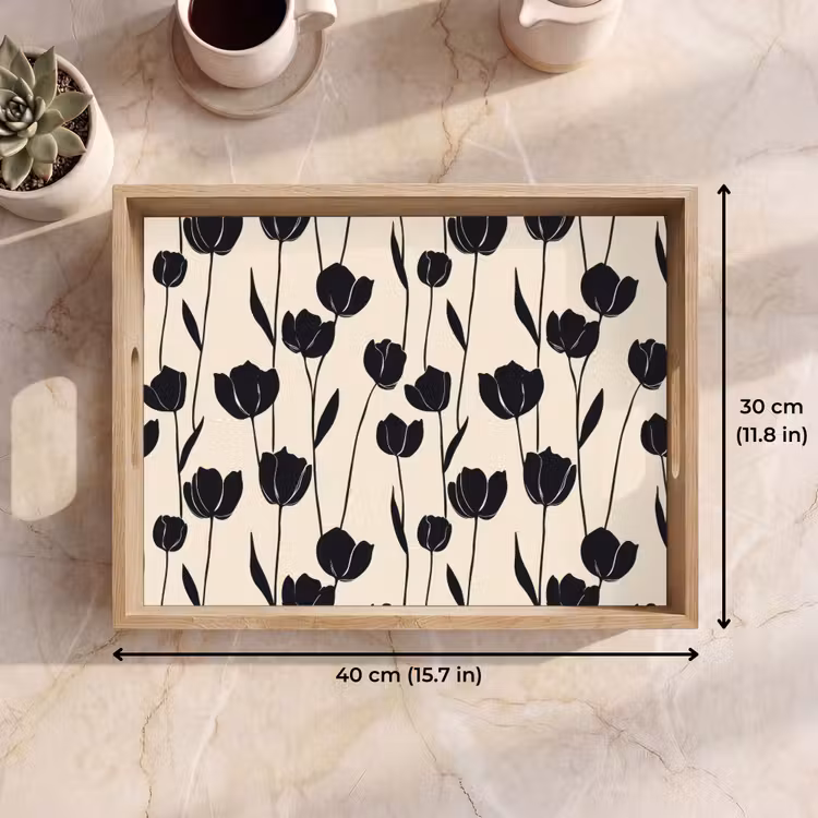 Tray - Tulips - Pattern - Black — 7