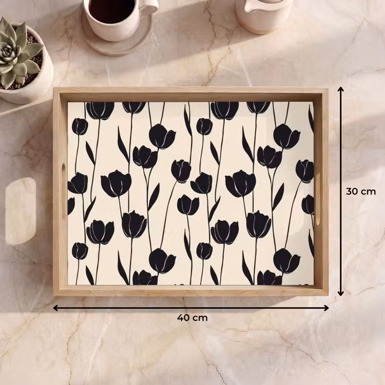 Tray - Tulips - Pattern - Black — 8