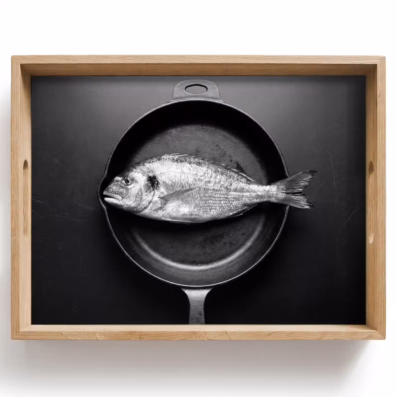 Tray - Pan - Fish - Black - White — 1