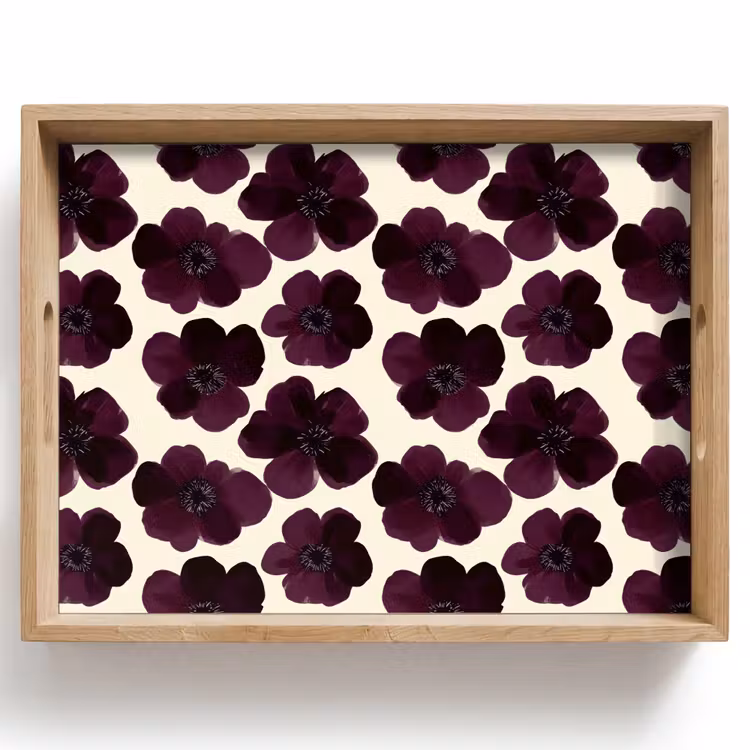 Tray - Flowers - Watercolor - Purple — 1