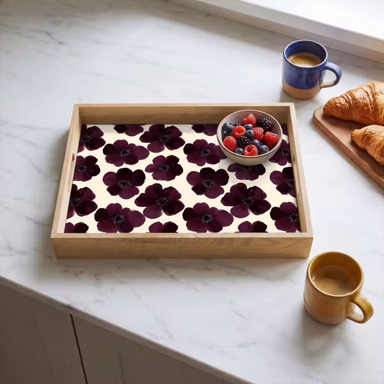 Tray - Flowers - Watercolor - Purple — 3