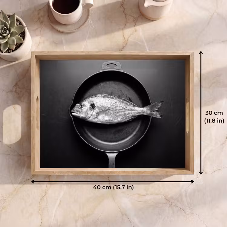Tray - Pan - Fish - Black - White — 7