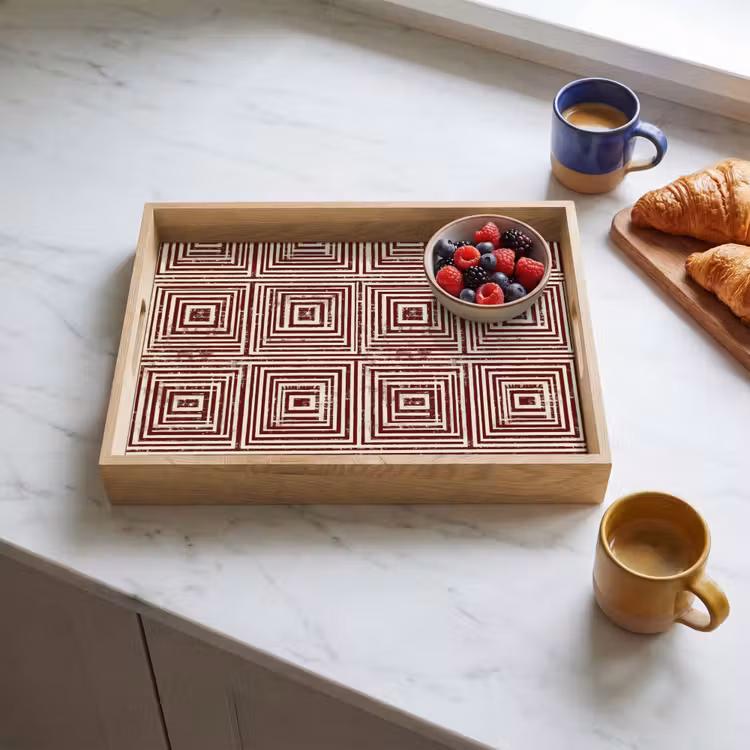 Tray - Geometric - Pattern - Red — 3