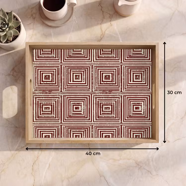 Tray - Geometric - Pattern - Red — 8