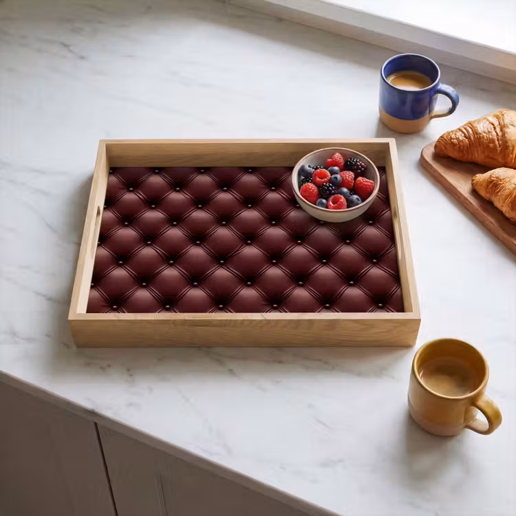 Tray - Leather - Pattern - Bordeaux — 3