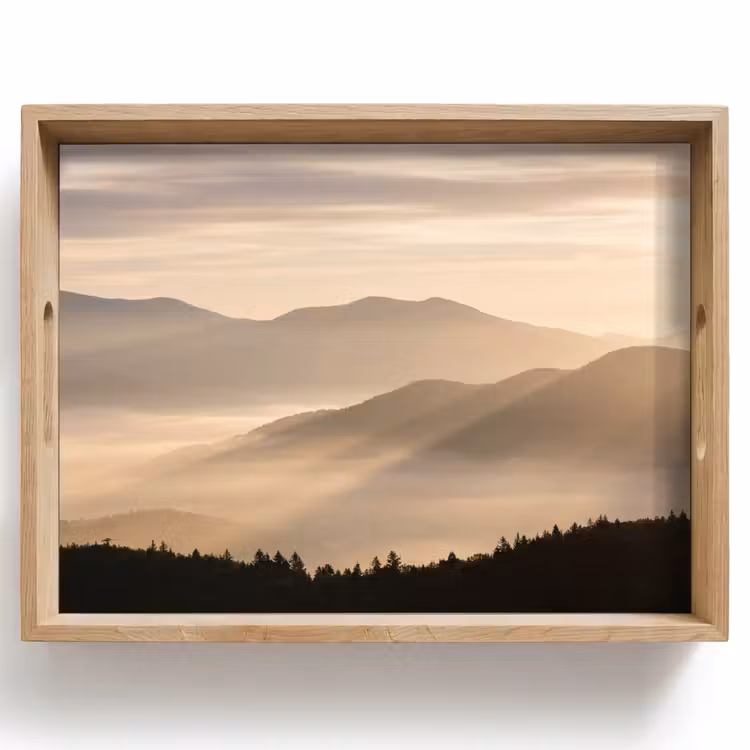 Tray - Mountains - Fog - Sunbeams — 1