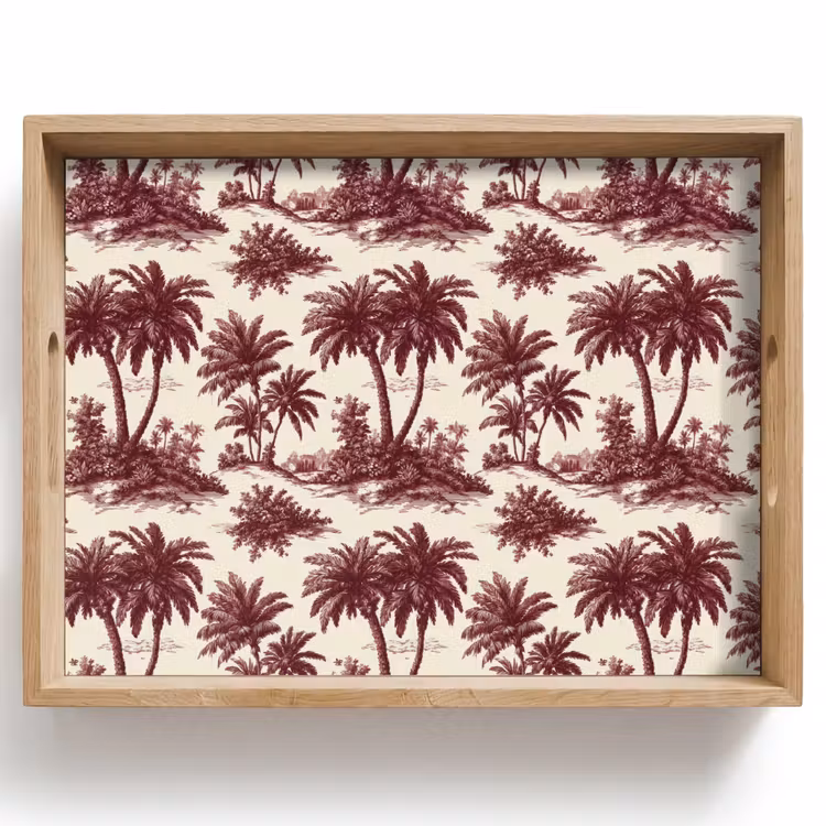 Tray - Tropical - Geometric - Bordeaux red — 1