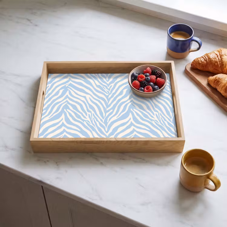 Tray - Zebra - Motif - Blue - White — 3