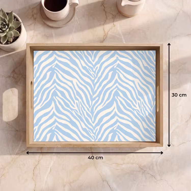 Tray - Zebra - Motif - Blue - White — 8