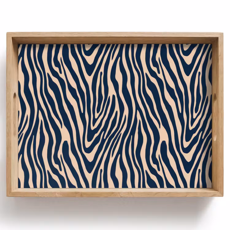Tray - Zebra - Pattern - Blue - Beige — 1