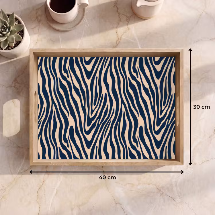 Tray - Zebra - Pattern - Blue - Beige — 8