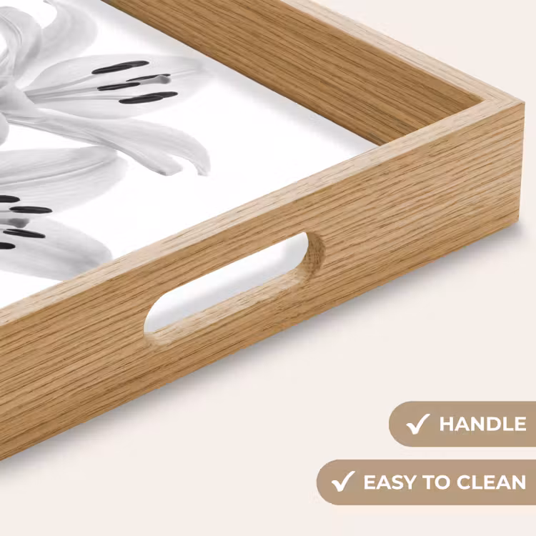 Tray - Lilies - Elegant - Black - White — 9