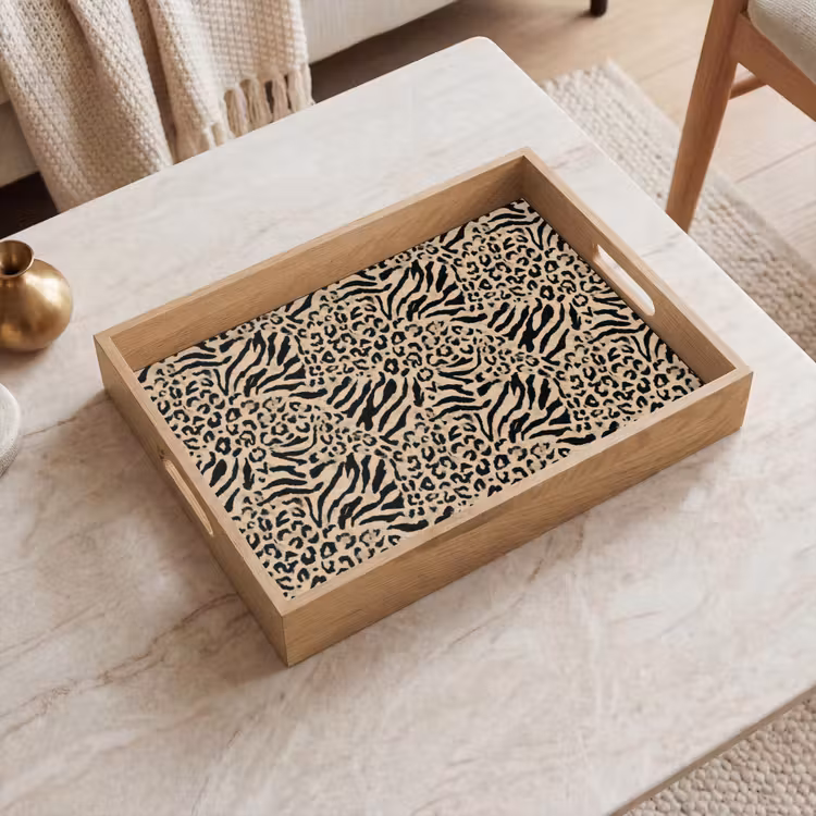 Tray - Giraffe - Zebra - Motif - Brown — 2