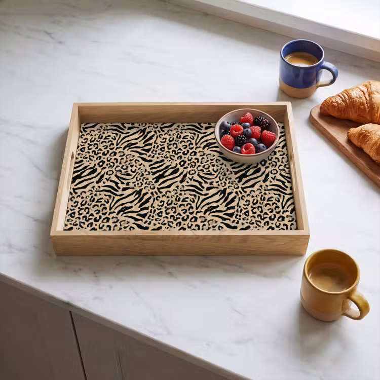 Tray - Giraffe - Zebra - Motif - Brown — 3