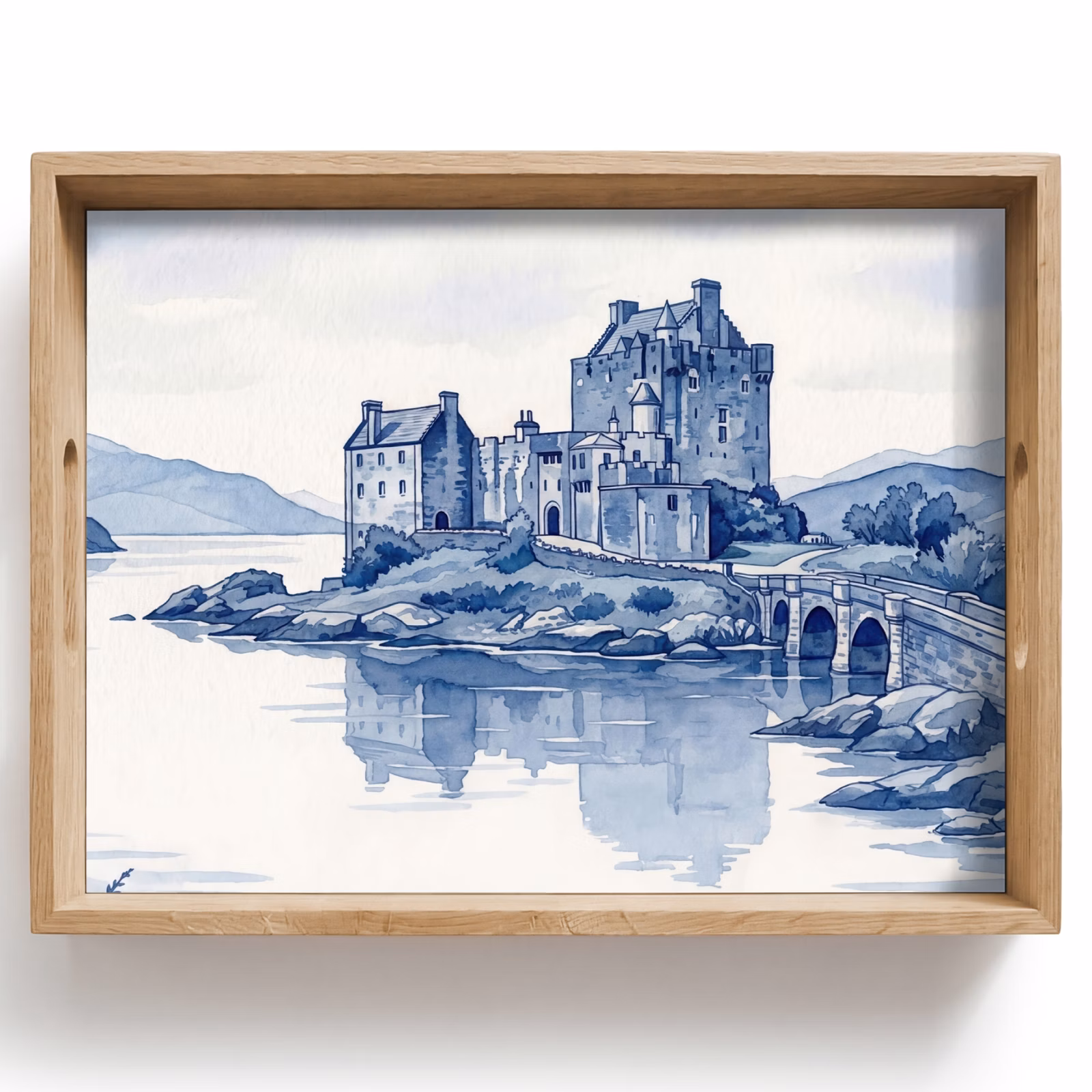 Tray - Scottish - Castle - Blue - Watercolor — 1