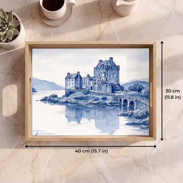Tray - Scottish - Castle - Blue - Watercolor — 7