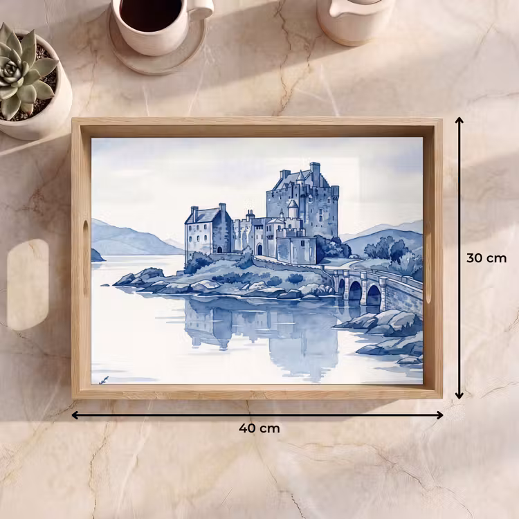 Tray - Scottish - Castle - Blue - Watercolor — 8