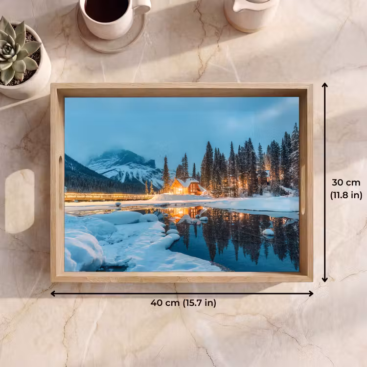 Tray - Winter landscape - Nature - House - Mountains - Snow — 7