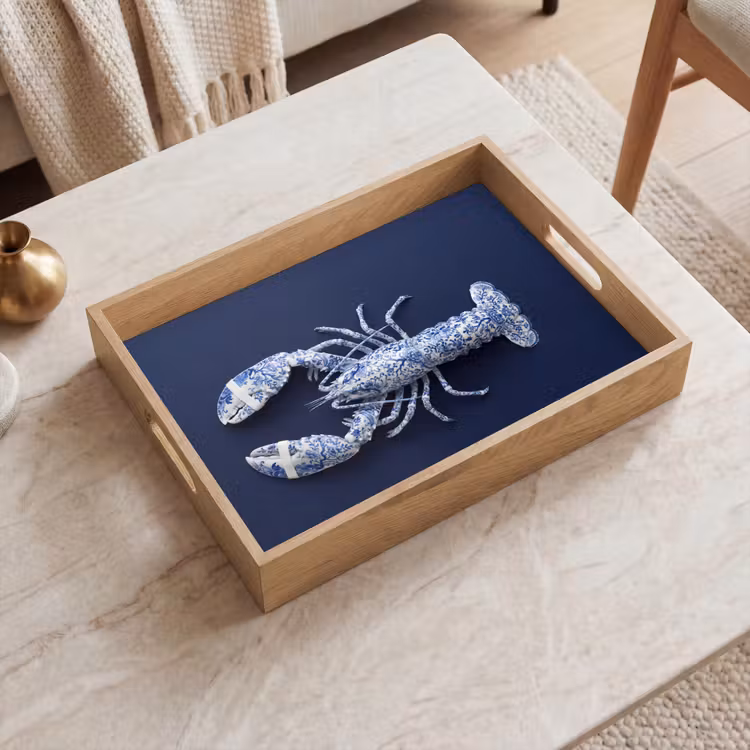 Tray - Lobster - Porcelain - Delft - Blue — 2