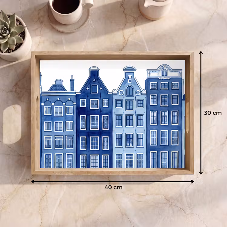 Tray - Watercolor - Canal houses - Delft - Blue — 8