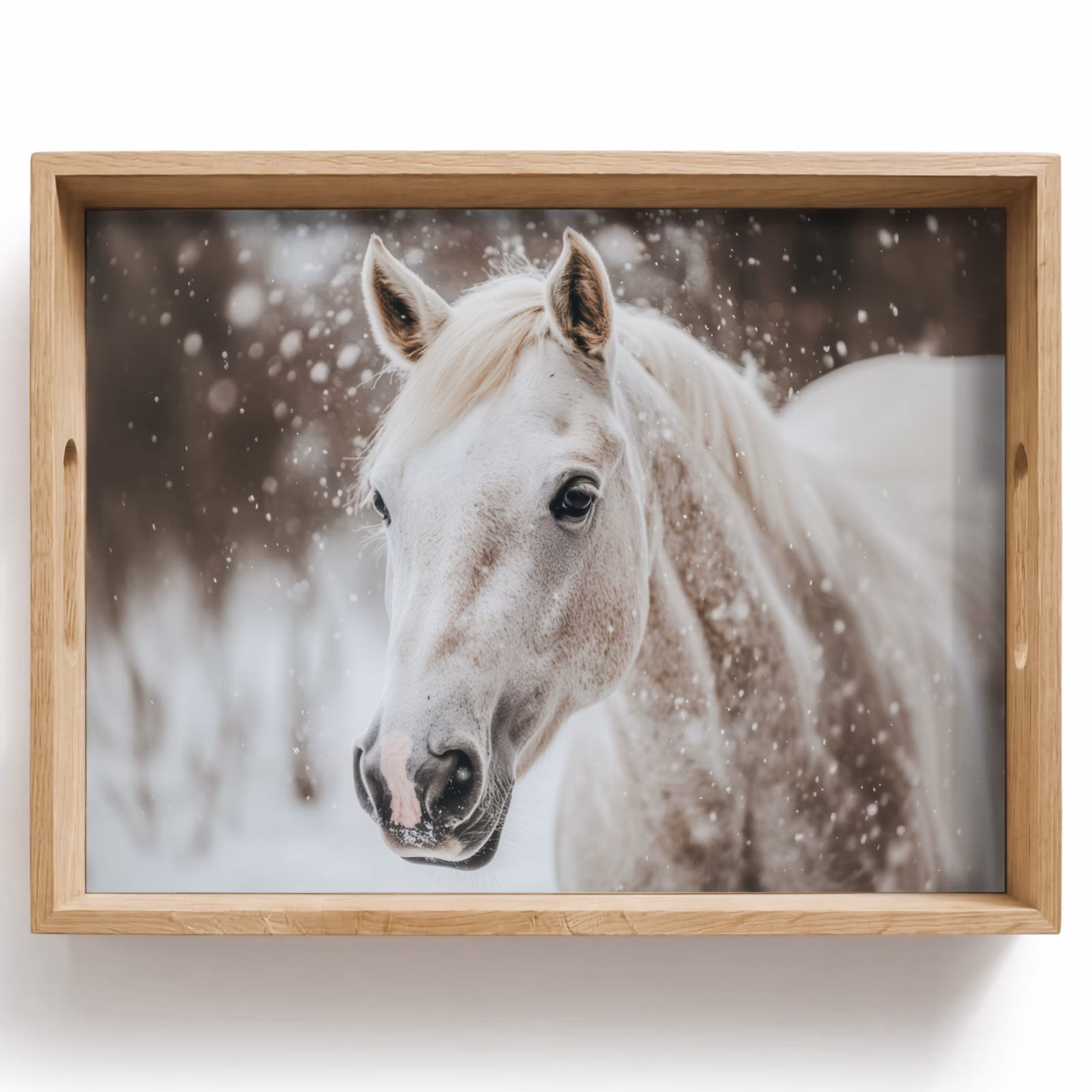 Tray - Horse - White - Winter - Nature - Snow - Animals — 1